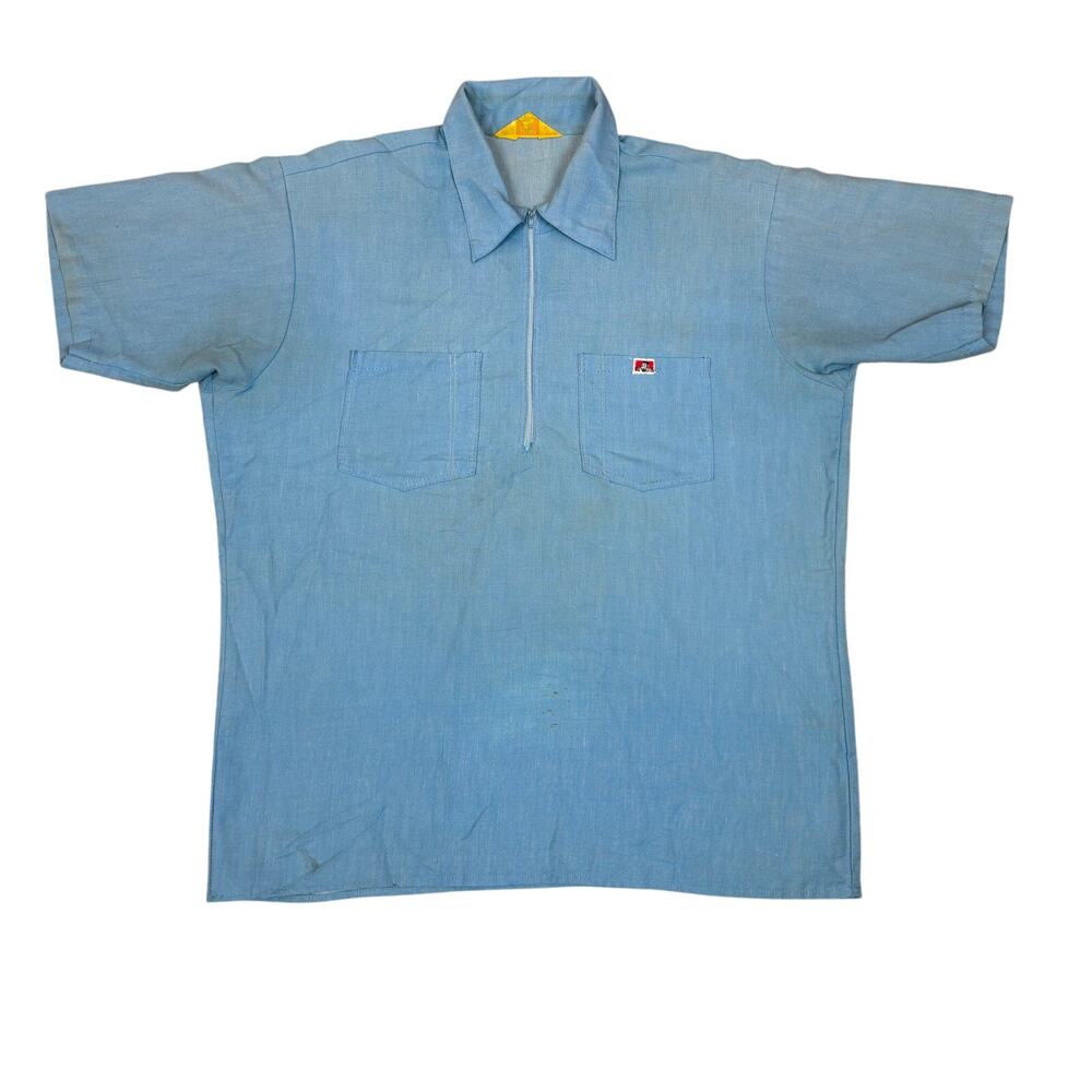 Vintage 70s Ben Davis Half Zip Work Shirt Men's Large Rare Workwear